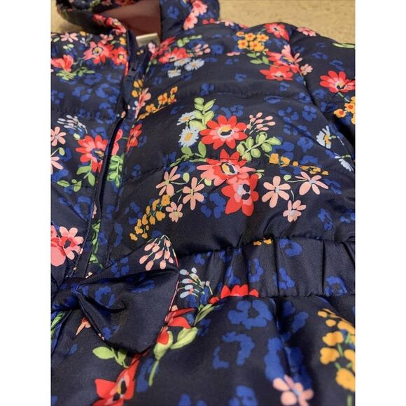 Girls Toddler Puffer Jacket 3-piece Set Pants Floral Hooded NWT Little Me - Picture 9 of 12